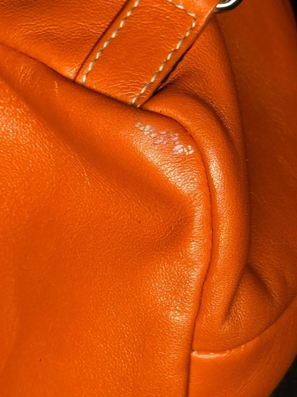 Lauren Ralph Lauren Orange Leather Drawstring Backpack Bag RL Logo